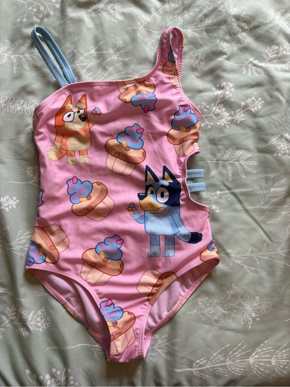Kids Pink One-Piece Swim Suit with Cupcake Print